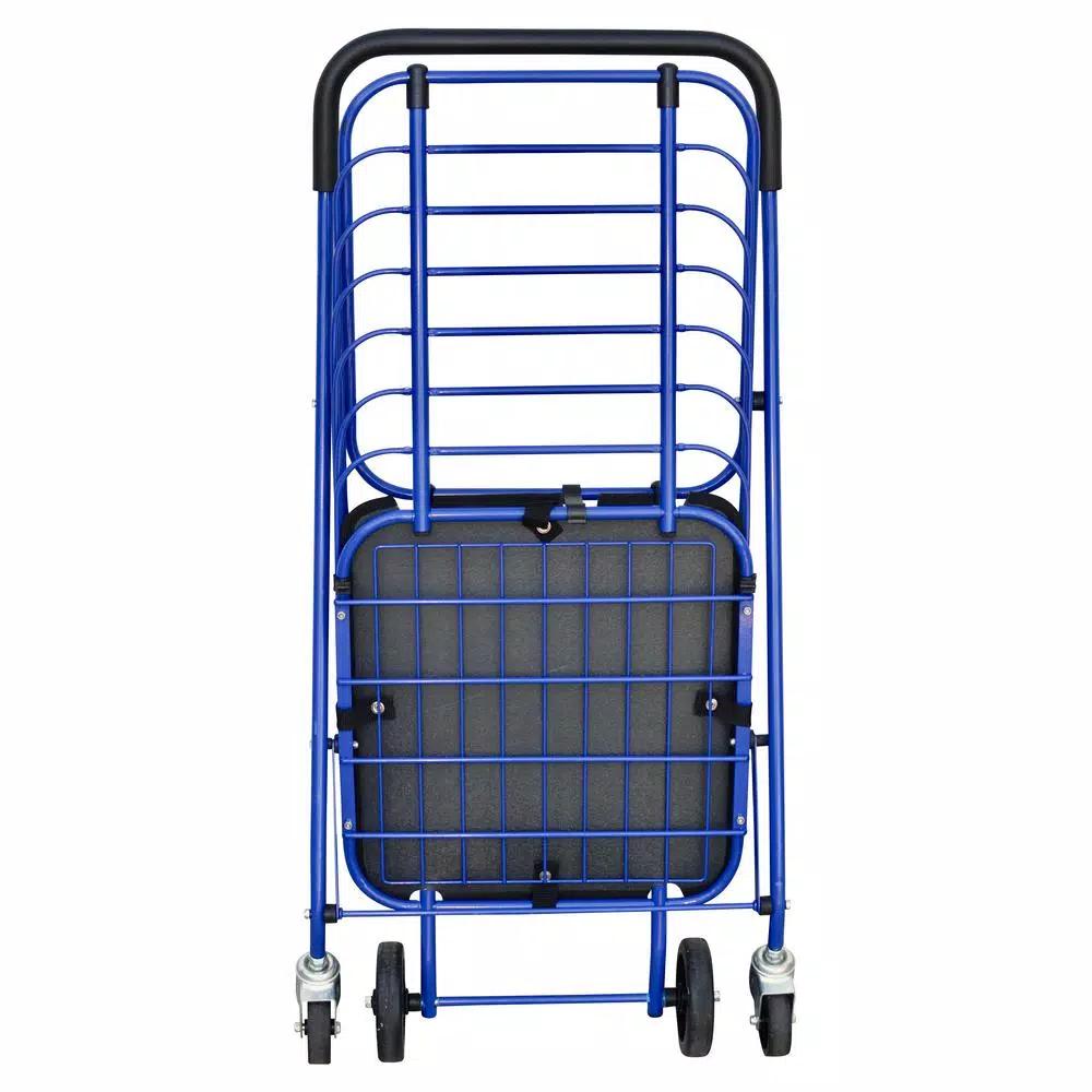 Milwaukee Steel Blue Shopping Cart with Accessory Basket - 50 lb Capacity