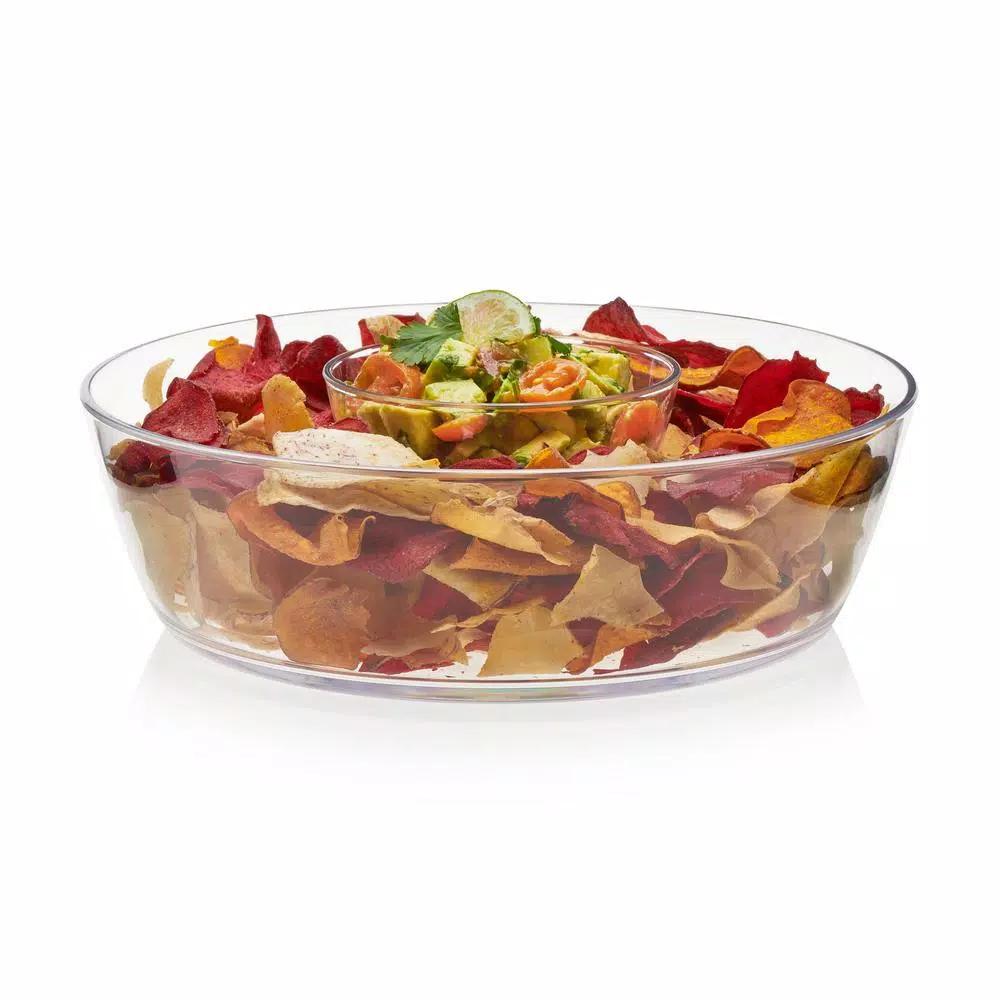 Libbey Indoors Out 2-Piece Break-Resistant Chip and Dip Entertaining Set, Clear Tritan Plastic