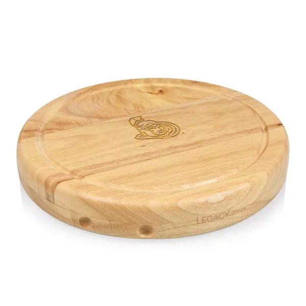 Picnic Time Circo Rubberwood Cheese Board and 4-Piece Stainless Steel Tool Set
