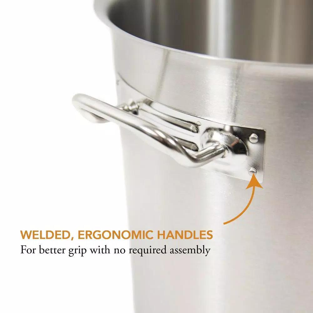 Gas One 20 Qt. Stainless Steel Stock Pot with Lid, Heavy-Duty 1.0 mm Thick Commercial Grade Kettle