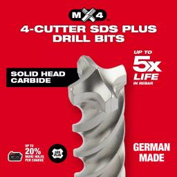 Milwaukee SDS Plus MX4 4-Cutter Carbide Hammer Drill Bit, 5/32 in. x 6 in. thumbnail 4
