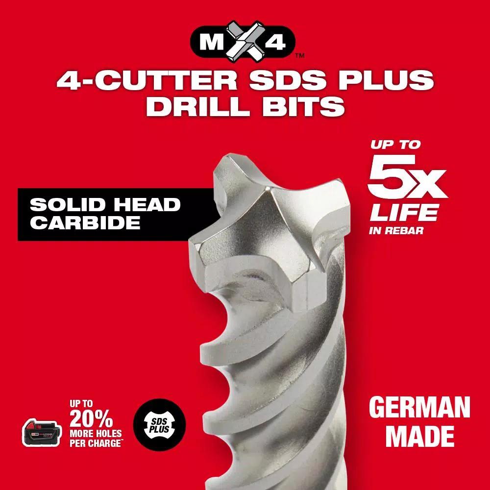 Milwaukee SDS Plus MX4 4-Cutter Carbide Hammer Drill Bit, 5/32 in. x 6 in.