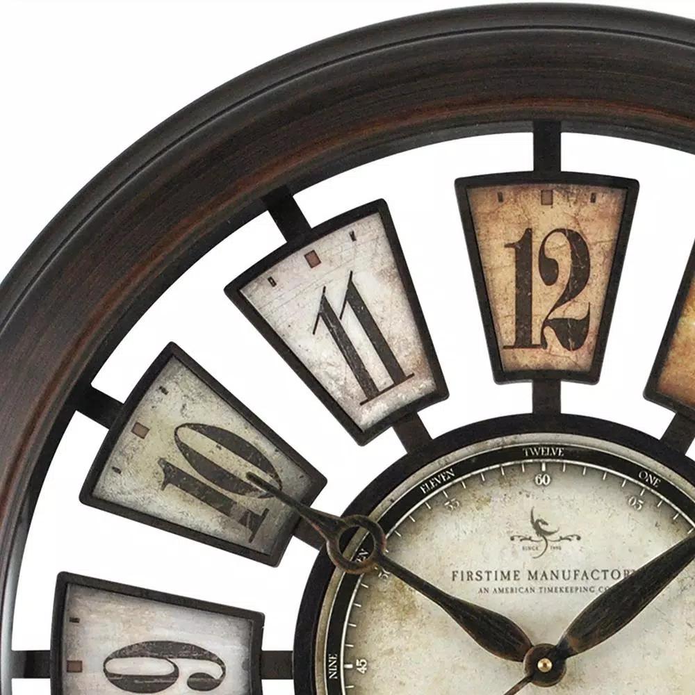 FirsTime & Co. FirsTime 22.5 in. Round Numeral Plaques Wall Clock, Multicolor Modern Quartz Analog