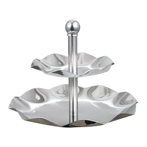 Visol Leaftray Two-Tiered Stainless Steel Leaf-Shaped Fruit and Dessert Stand