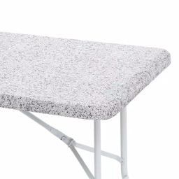 Brielle Home 30x72" Cotton Fabric Fitted Table Cover, Grey Granite Stone Pattern thumbnail 6