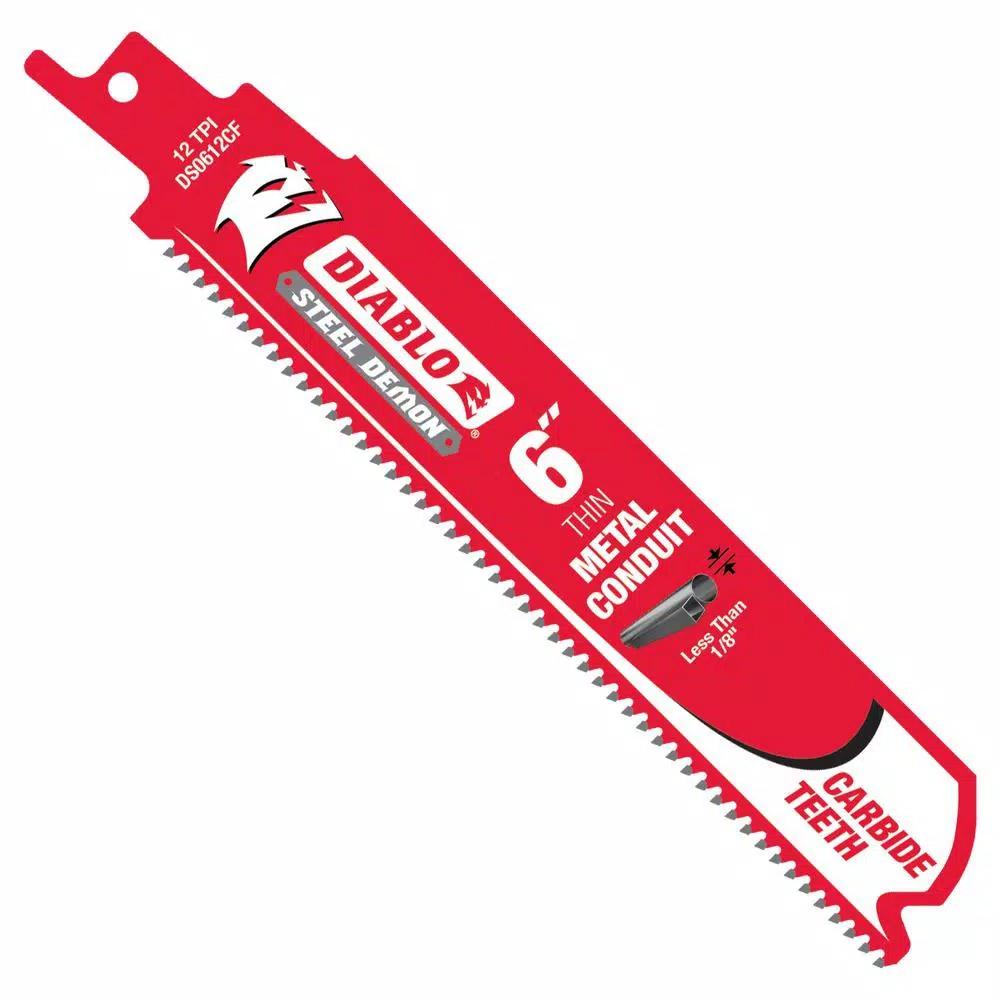 Diablo Steel Demon 6 in. Carbide Thin Metal Conduit Reciprocating Saw Blade, 12 TPI