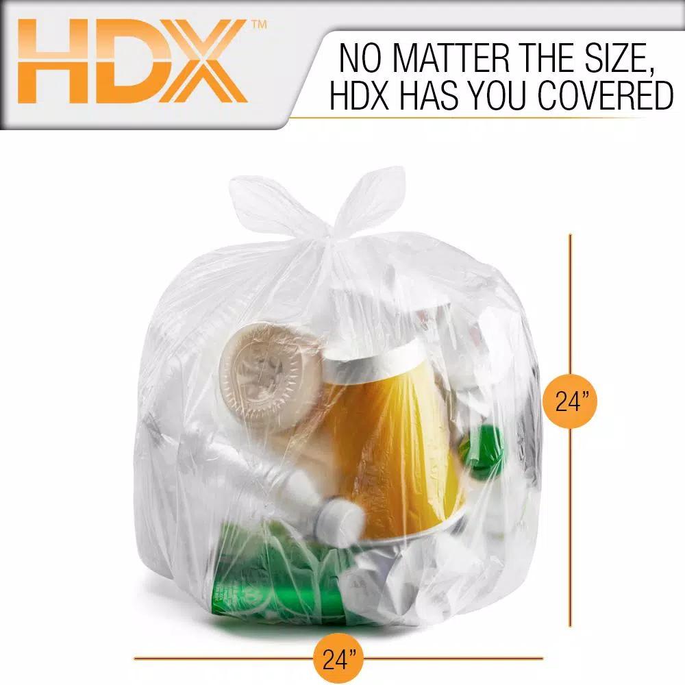 HDX 10 Gallon Clear Waste Liner Trash Bags, 0.31 Mil High-Density Polyethylene, 500-Count