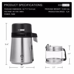 VIVOHOME 16-Cup Water Distiller Machine, 304 Stainless Steel Purifier with Carbon Filter thumbnail 6