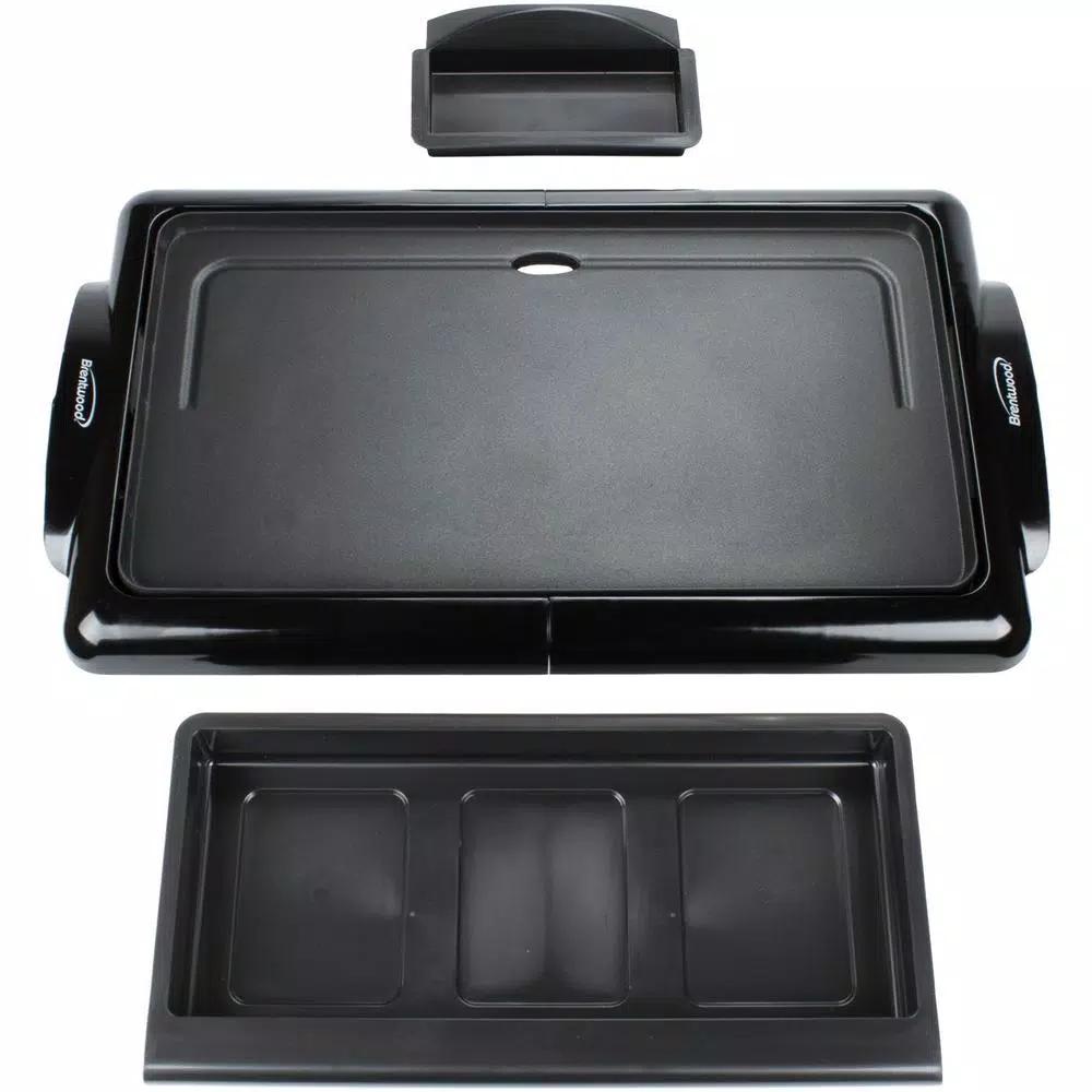 Brentwood Appliances 1400W Nonstick Electric Griddle with Warming Drawer, 200 sq. in., Black