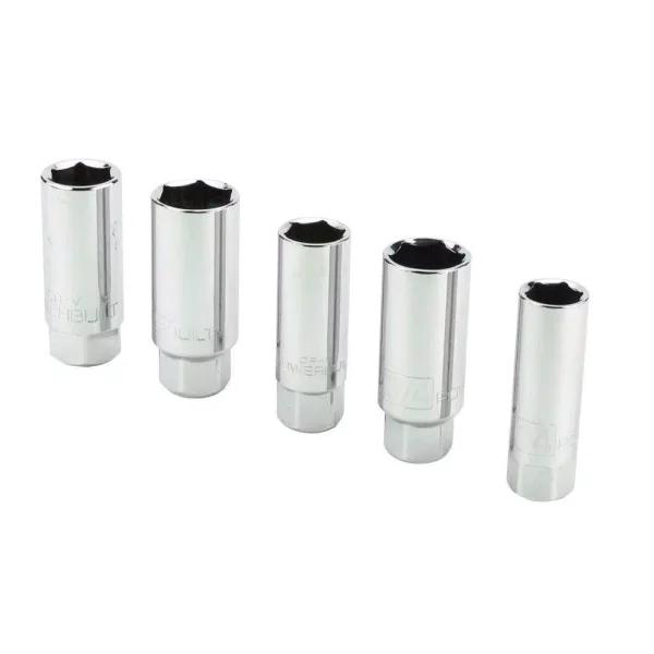 Powerbuilt 3/8 in. Drive Spark Plug Socket Set, 5-Piece Chrome Vanadium