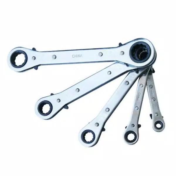 Apollo Metric Ratcheting Wrench Set, 5-Piece Heat Treated Chrome Plated Hand Tool Set