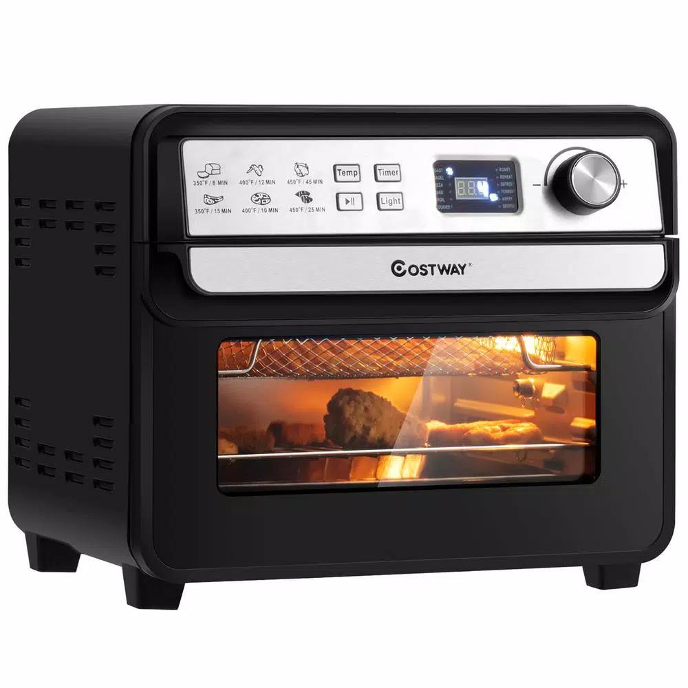 Costway 23 Qt. 12-in-1 Air Fryer Oven with Rotisserie, 1700W Convection Toaster Oven, Black