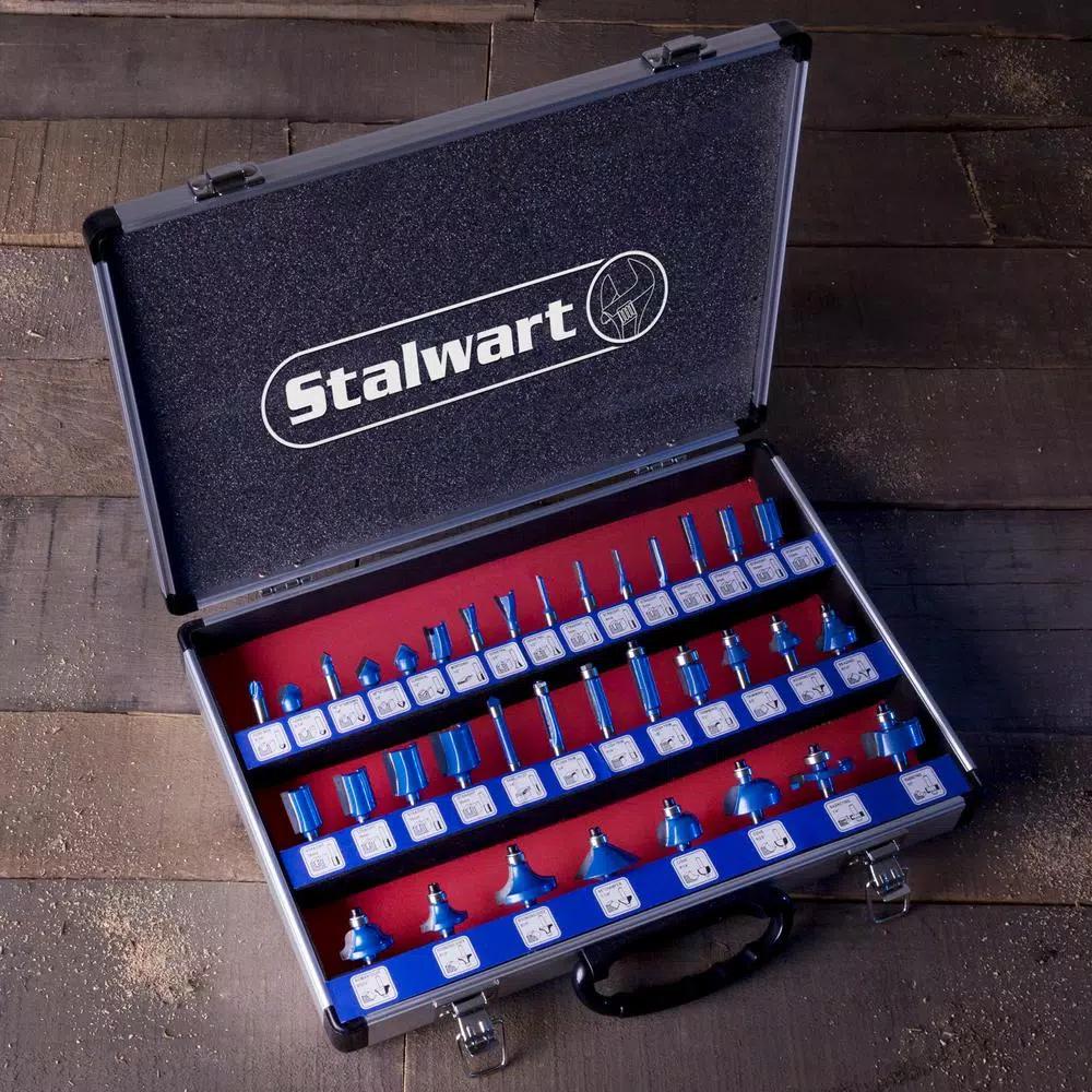 Stalwart 35-Piece Carbide Tipped Router Bit Set with Aluminum Carrying Case