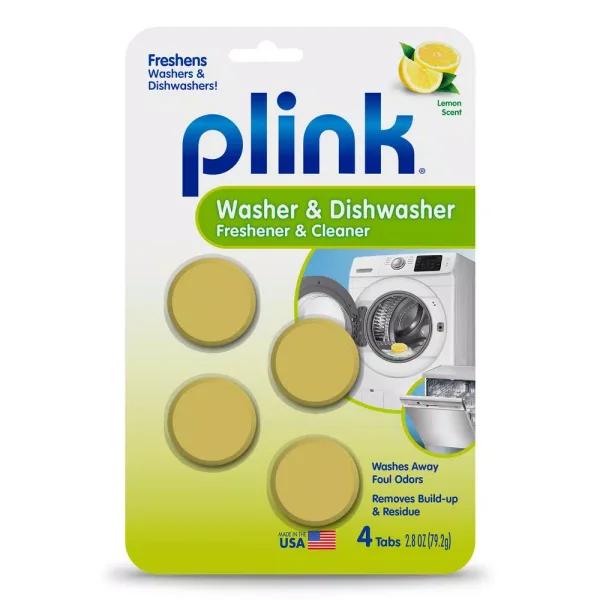 Plink Washer and Dishwasher Freshener and Cleaner Tablets, Lemon, 4-Count