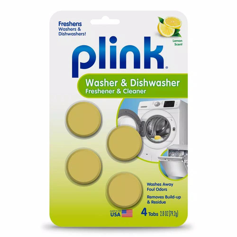 Plink Washer and Dishwasher Freshener and Cleaner Tablets, Lemon, 4-Count
