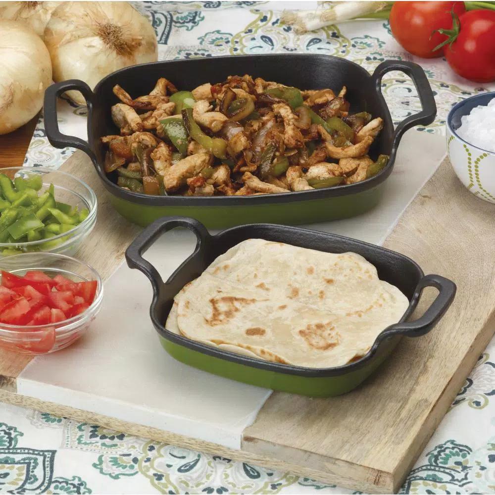 Bayou Classic Enameled Cast Iron Baking Dish, Cypress Green, 10.24 x 11.5 in