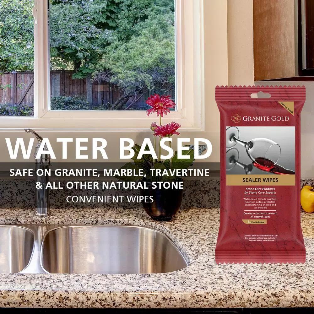 Granite Gold Sealer Wipes for Natural Stone Surfaces