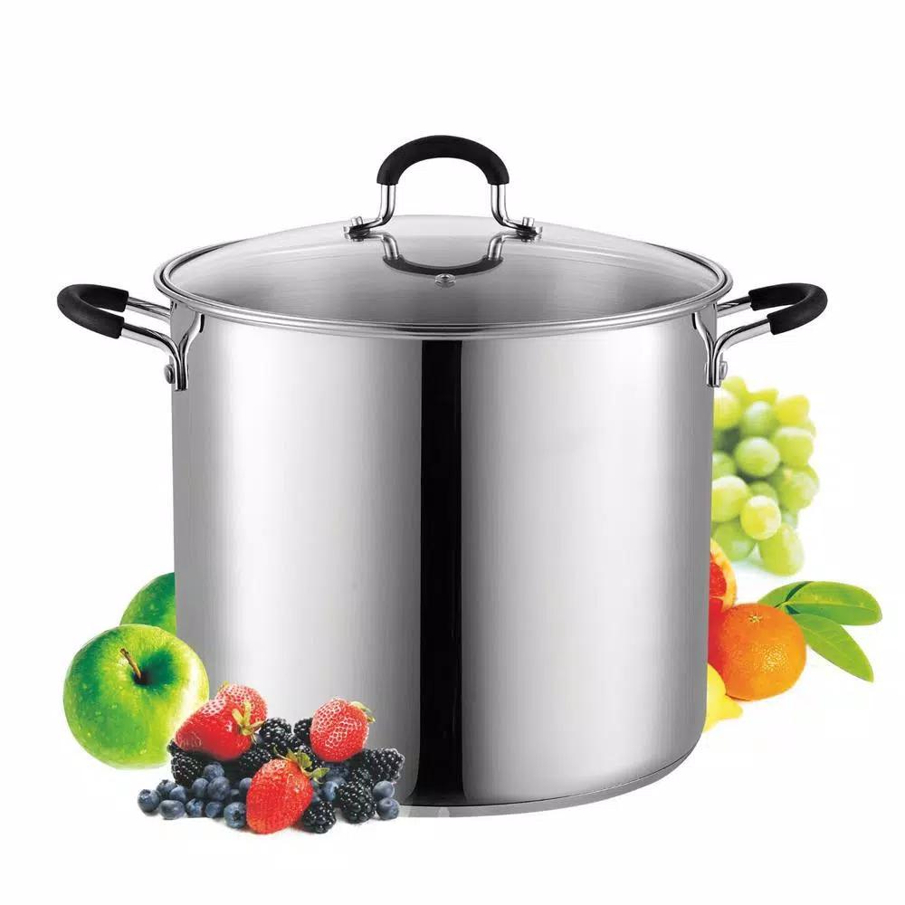 Cook N Home 12 Qt. Stainless Steel Stock Pot with Tempered Glass Lid