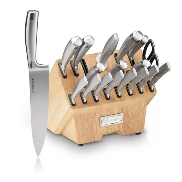 Cuisinart Normandy Collection 19-Piece Forged Stainless Steel Cutlery Block Set with Wood Block