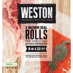 Weston 8 in. x 22 ft. Vacuum Sealer Bag Rolls, 3-Pack, 2-Ply 3.0 Mil Heavy Duty thumbnail 2