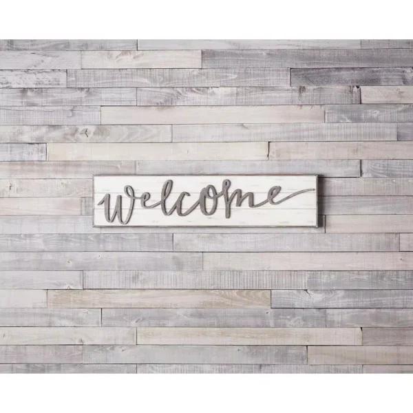 Unbranded Large Welcome Sign with Dimensional Script Lettering and Wood Frame