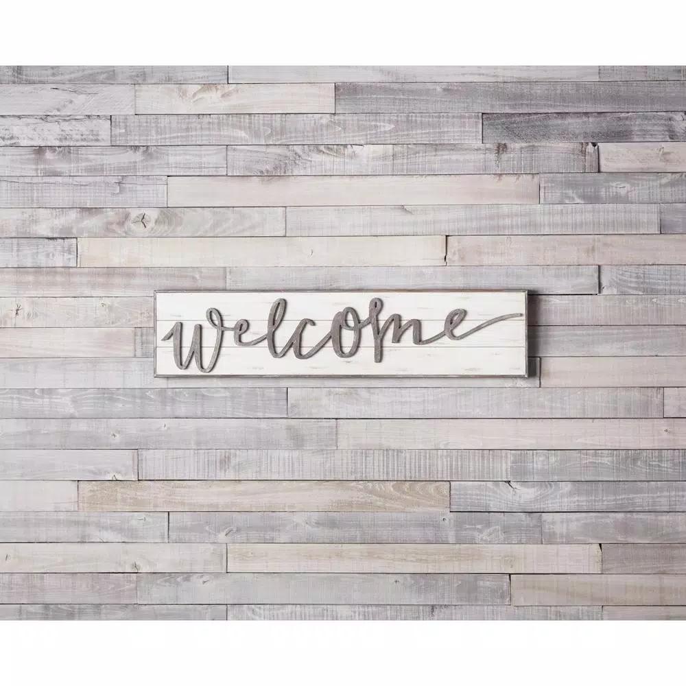 Unbranded Large Welcome Sign with Dimensional Script Lettering and Wood Frame