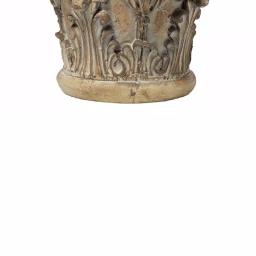 Benjara Aesthetic Resin Decorative Pedestal with Acanthus Leaf Design and Scrolled Details, Brown thumbnail 4