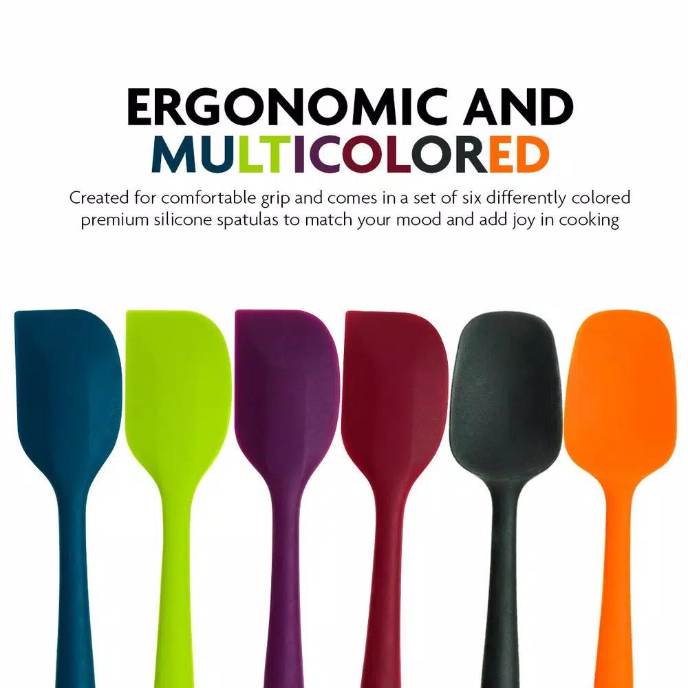 Ovente Premium Silicone Spatula Set, 6-Piece Heat-Resistant Non-Stick Spatulas with Stainless Steel Core