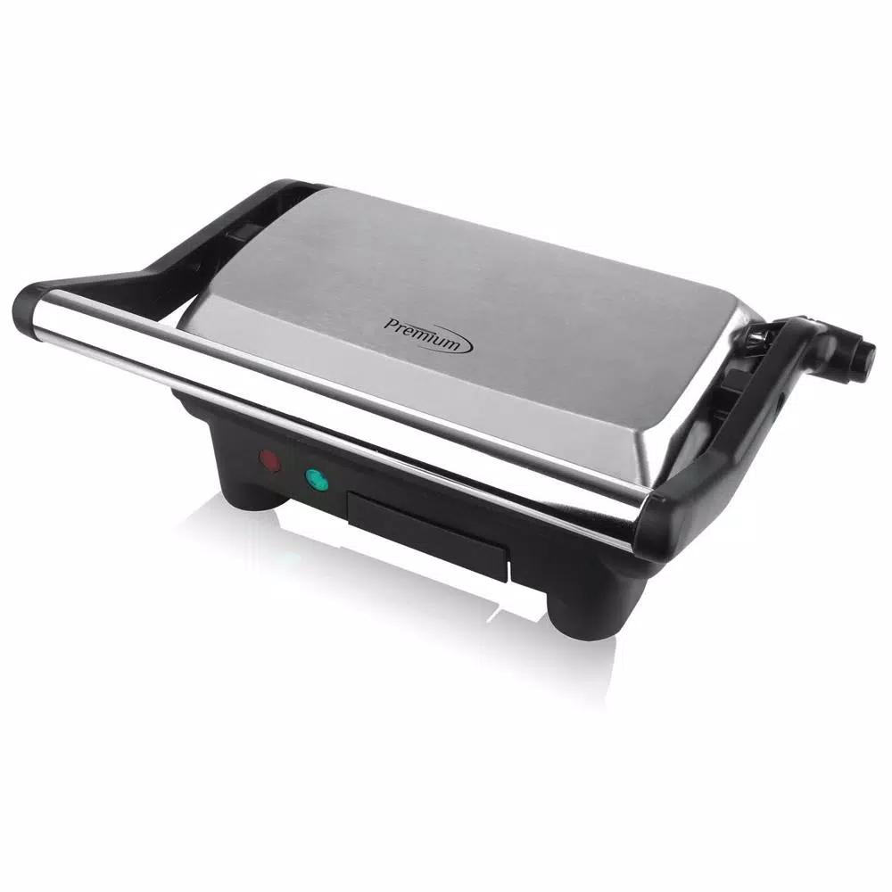 PREMIUM 1000W 2-Slice Panini Press and Indoor Grill with Removable Non-Stick Plates, Black