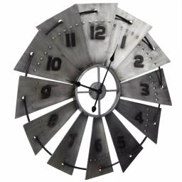 Pinnacle Rustic Galvanized Metal Windmill Wall Clock, 31-in Oversized Farmhouse Decor thumbnail 3