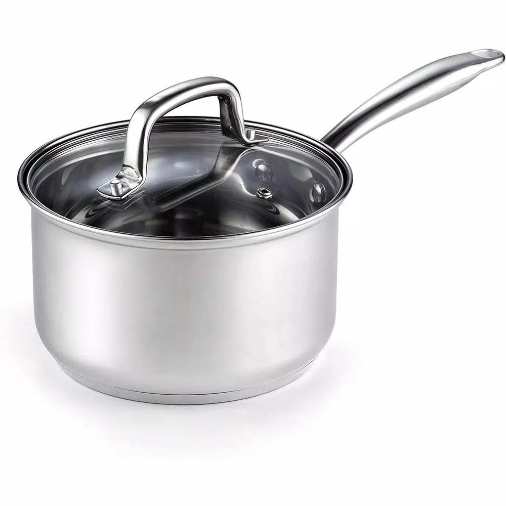 Cook N Home 3 qt. Stainless Steel Saucepan with Tempered Glass Lid