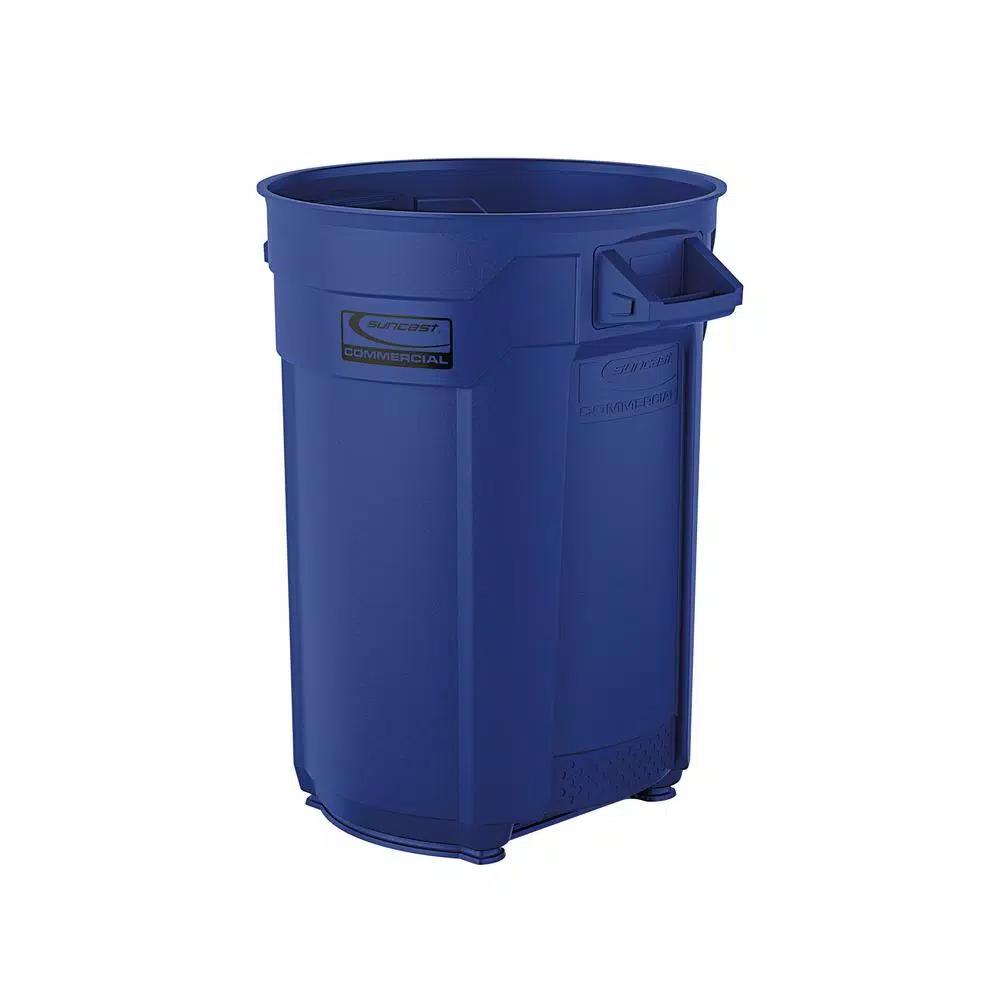 Suncast Commercial Suncast 44 Gallon Commercial Heavy Duty Resin Trash Can, Blue
