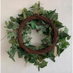 Glitzhome 24 in. Artificial Green Wreath with White Cream Sunflowers and Silk Leaves thumbnail 2