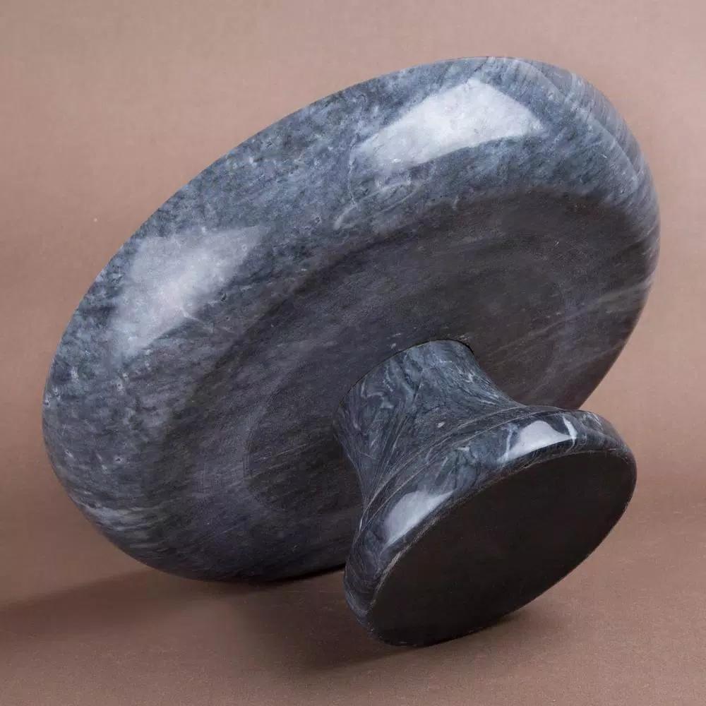 Creative Home Natural Black Marble Fruit Bowl on Pedestal, 10-inch Round Footed Centerpiece