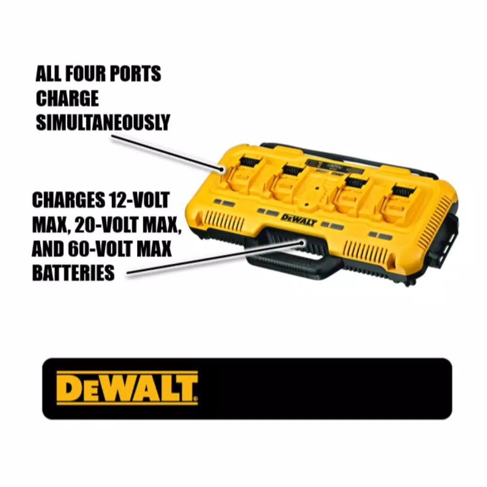 DEWALT 4-Port Rapid Lithium-Ion Battery Charger for 12V, 20V MAX, and FLEXVOLT 60V MAX Batteries
