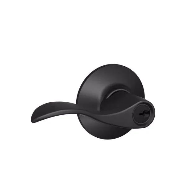 Schlage Accent Matte Black Keyed Entry Door Lever, ANSI Grade 1