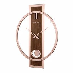 Bulova Phoenix 24 in. x 19 in. Contemporary Wall Clock with Walnut Center and Slow Swing Pendulum thumbnail 2
