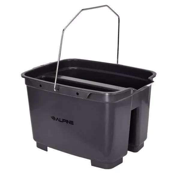 Alpine Industries 19.5 Qt. Divided Plastic Cleaning Caddy with Metal Handle, Gray
