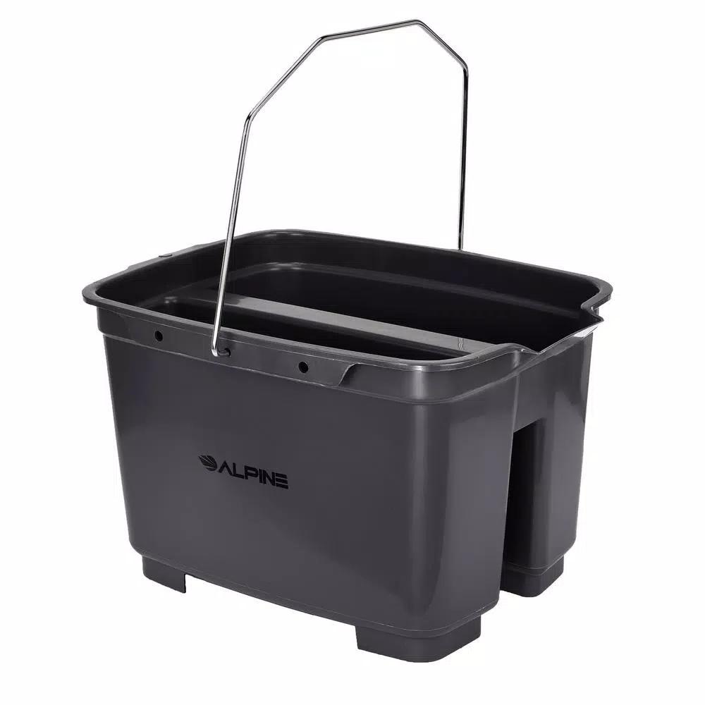 Alpine Industries 19.5 Qt. Divided Plastic Cleaning Caddy with Metal Handle, Gray