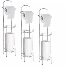 Home Basics Bath Tissue Reserve Freestanding Toilet Paper Holder, Chrome (3-Pack) thumbnail 1