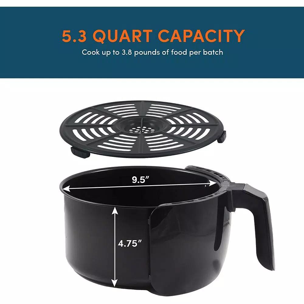 Maximatic Elite Gourmet 5.3 Qt. Digital Air Fryer, 1350W Oil-Free Multi-Cooker, Black