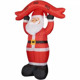Fraser Hill Farm 10 ft. Santa Claus Inflatable with HO HO HO Sign and White Lights thumbnail 6