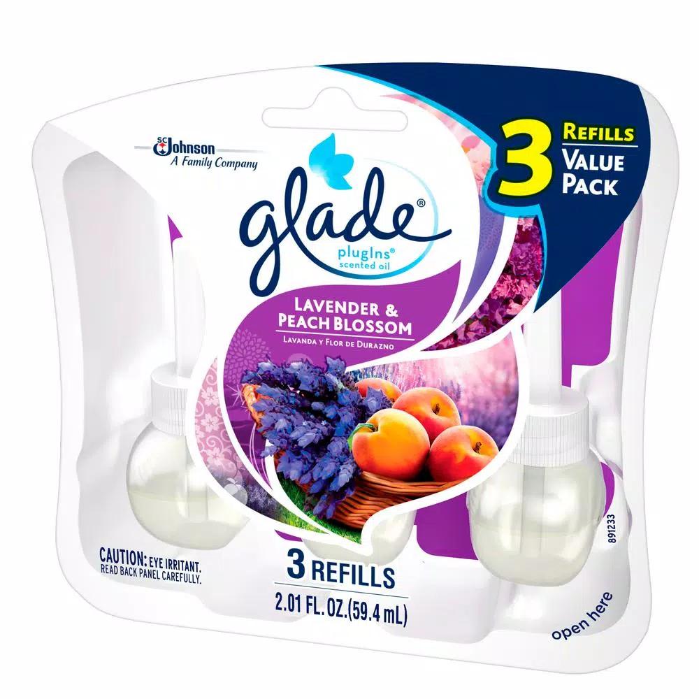 Glade PlugIns Scented Oil Air Freshener Refills, Lavender & Peach Blossom, 3-Pack (Case of 6)