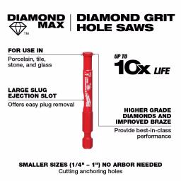 Milwaukee Diamond MAX Hole Saw 3-Piece Set for Tile, Stone, and Glass thumbnail 4