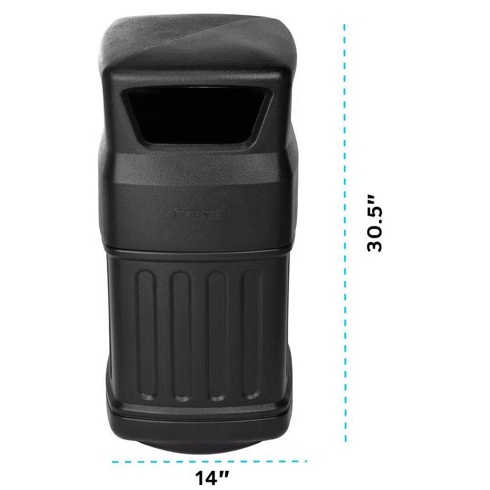 Alpine Industries 16 Gal. Black Commercial Trash Can with Dome Ashtray Lid