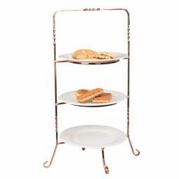 Creative Home 3-Tier Copper Plated Cake Stand & Dessert Display Rack, Handcrafted Iron Tiered Serving Tray thumbnail 4