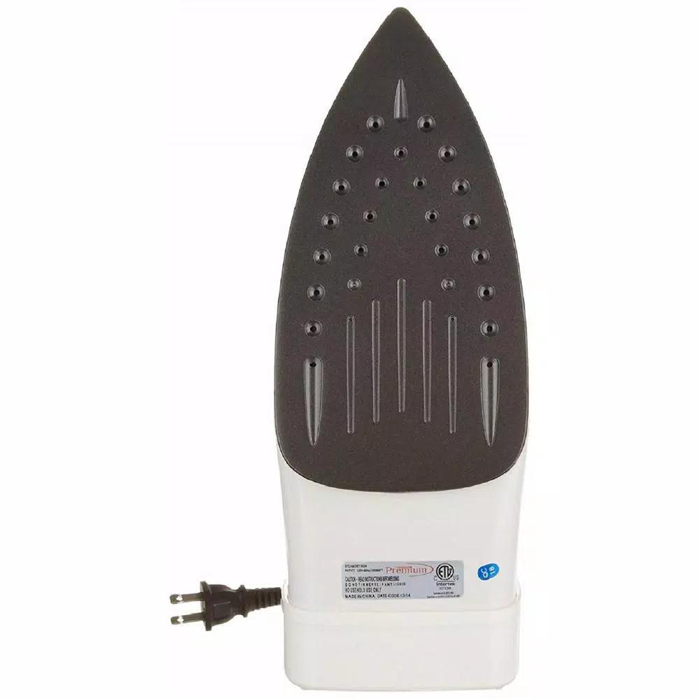 PREMIUM 1200W Steam and Dry Iron with Non-Stick Soleplate and Retractable Cord, White and Purple