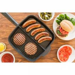 MasterPan 11 in. Cast Aluminum Nonstick Sectional Grill Pan with Split Section, Black thumbnail 5