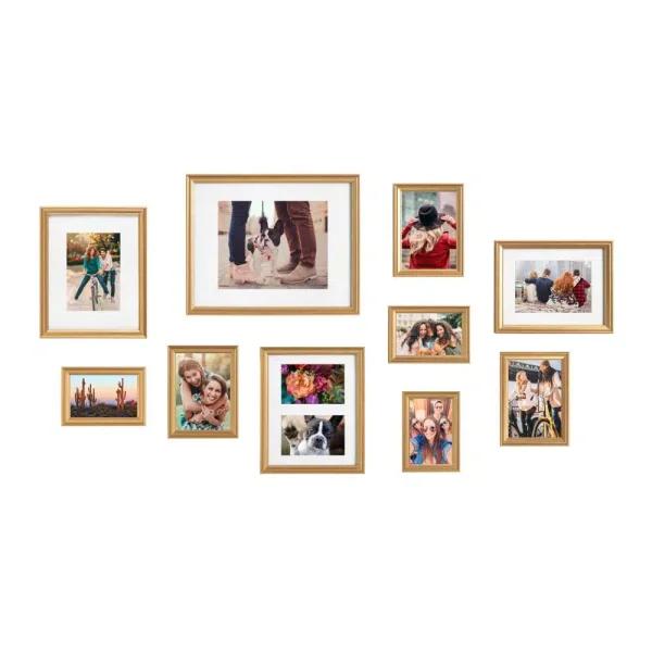 Kate and Laurel Adlynn Gold Gallery Wall Picture Frame Set, 10-Piece Glam Decor