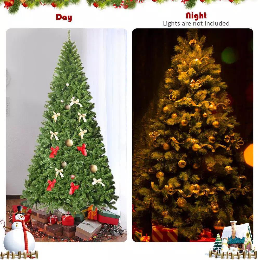 Costway 9 ft. Slim Fraser Fir Artificial Christmas Tree, Unlit Green with 2094 Tips